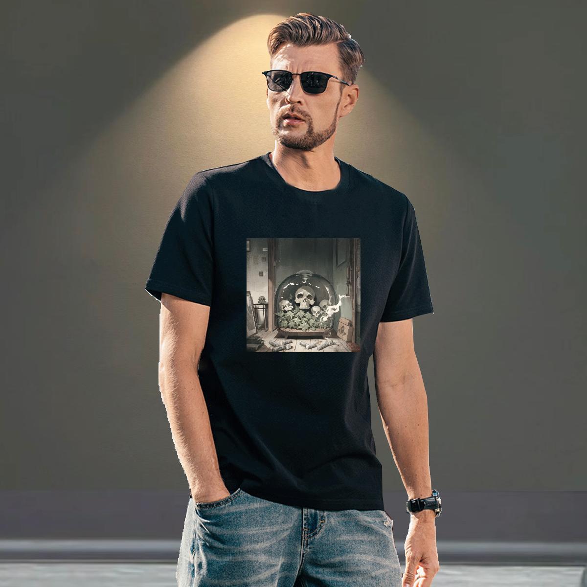 Brand Man T Shirts 100% Cotton 230g skull Home Outdoor Cartoon Print Breathable Crew Neck Mens Tshirts Fashion Casual Tees