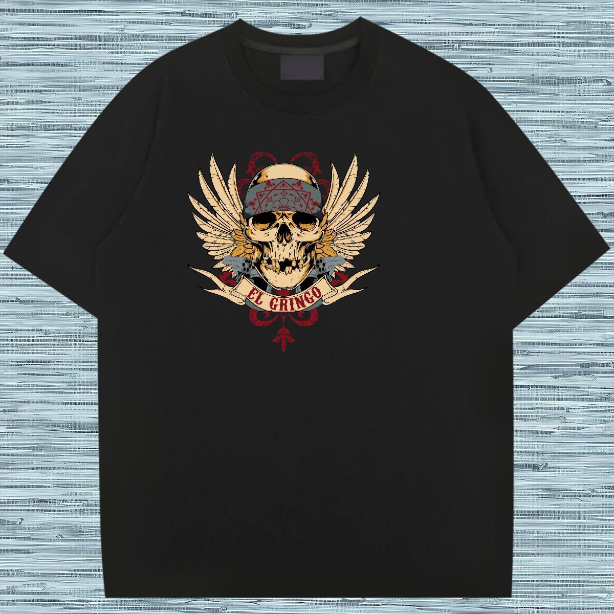Unisex Mens T Shirts 230g 100% Cotton skull Street Casual Custom Printing Crew Neck Breathable Men Tshirts Stylist Tees Shirts