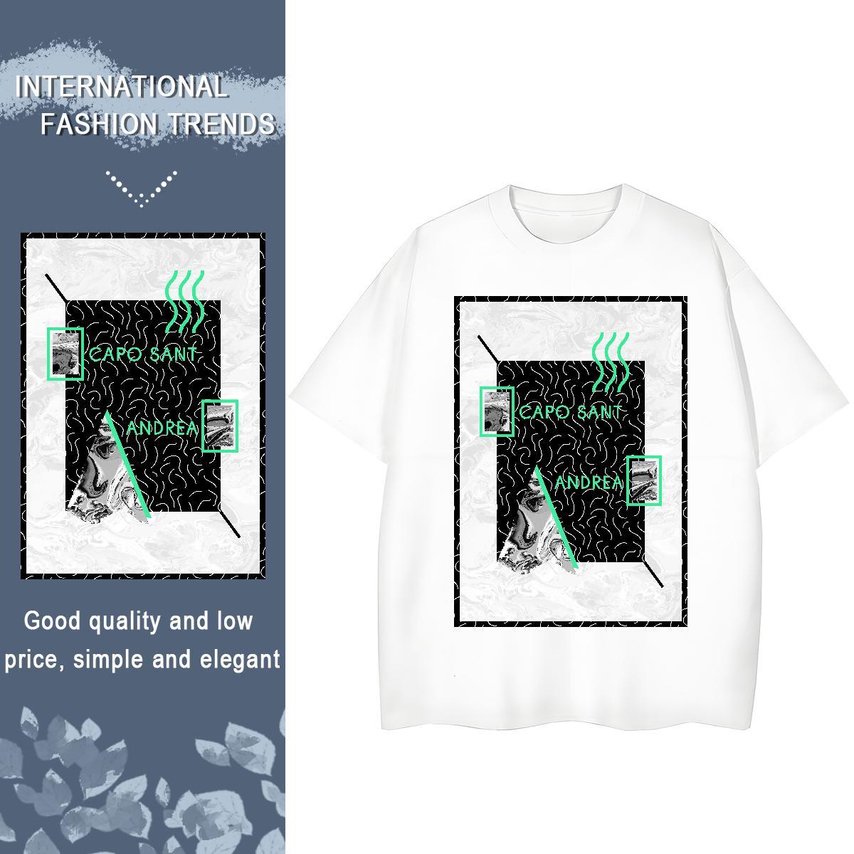 Loose Fit Men T Shirts 230g Pure Cotton letter Spring Summer Custom Print Plus Size Breathable Crew Neck Men Clothes T-Shirt Classic Casual Clothings