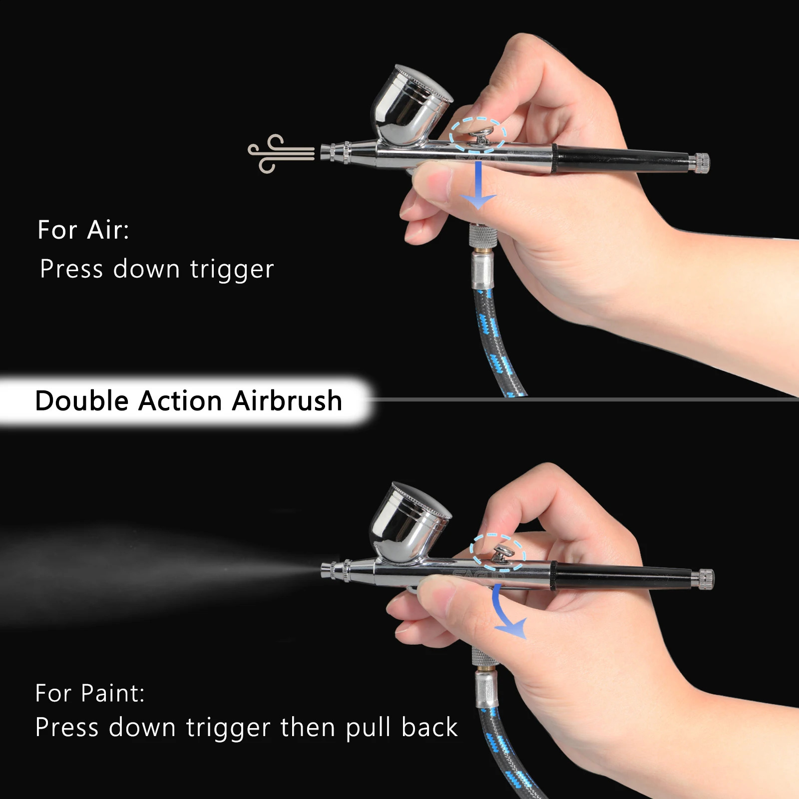SAGUD spray gun with compressor kit 0.m air brush equipped with spray gun accessories used for car tattoos cakes DIY nail art 240823