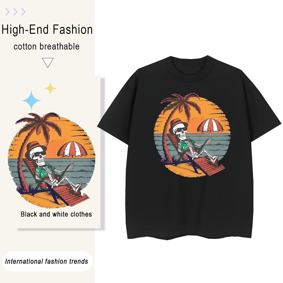 Wholesale T-Shirts for Men 230g Pure Cotton beach Street wear Hip Hop Customized Print Breathable Short Sleeve Men Tshirts Fashion New Clothes