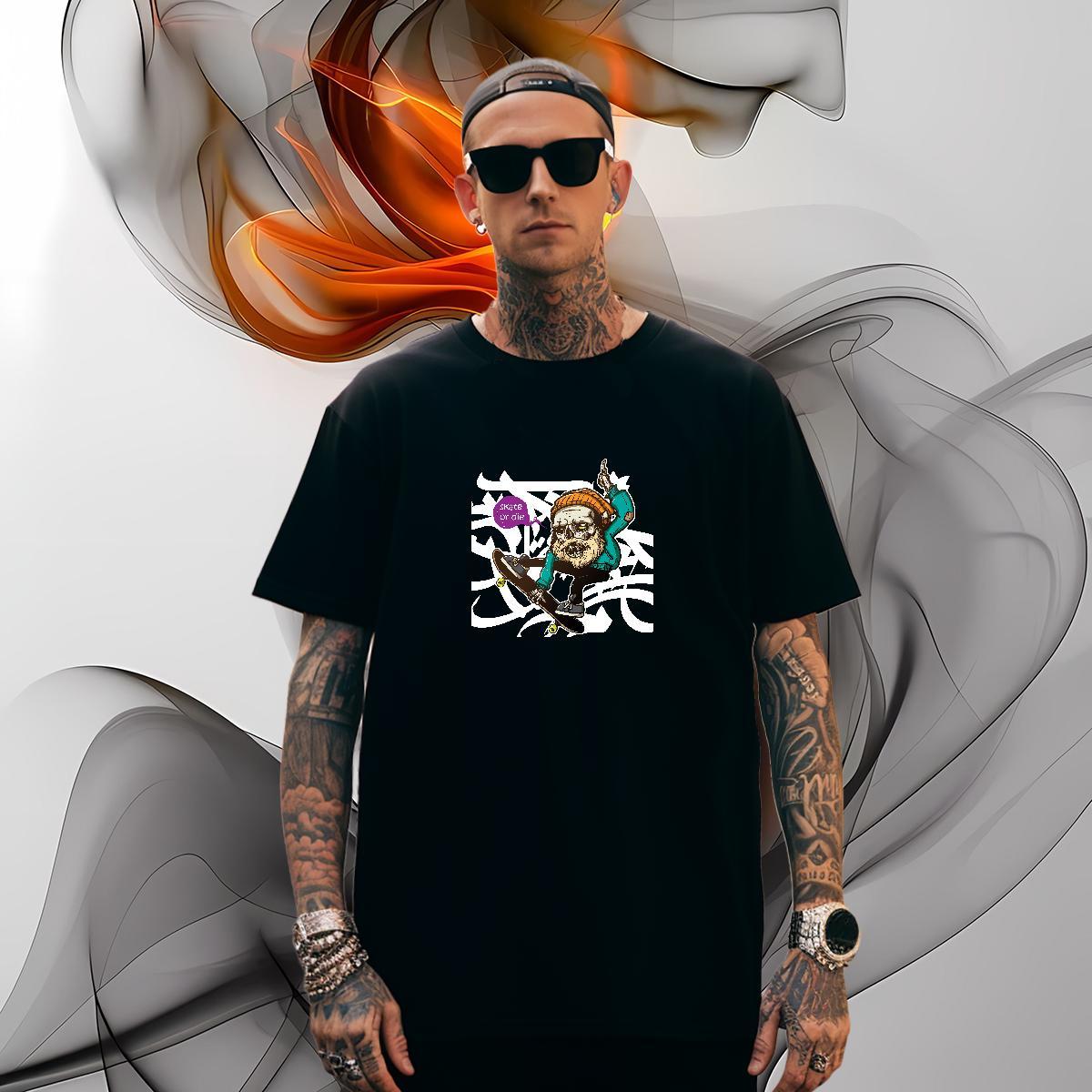 High Quality Men T Shirts 230g Cotton skateboarding Daily Wear Floral Print Breathable Short Sleeve Tshirt for Man Woman Custom Top Tees