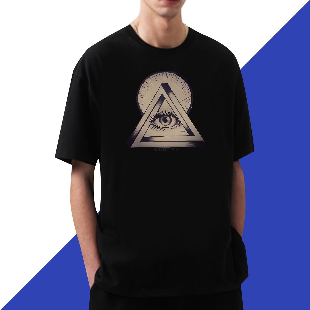 TOP Quality T Shirts Men 100% Cotton 230g eye of the devil Casual Daily Wear Customized Print Pure Cotton Men Tees DIY Customized Top Tees
