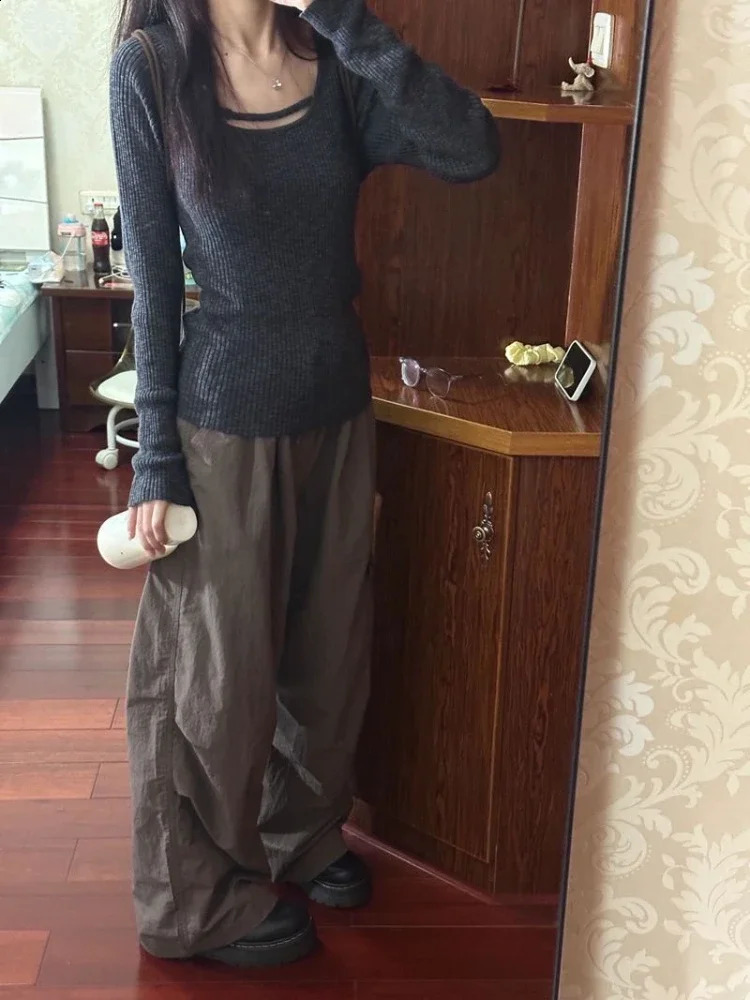 Sexy Hollow Solid Sweater Women Y2k Aesthetic Slim Fit Knitted Harajuku Jumper All Match Korean Sexy Pullover Female Knitwear 240824