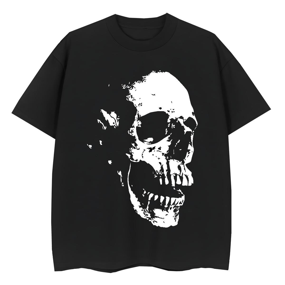 High Quality T Shirts Men 230g Pure Cotton skull Casual Oversized 4XL Breathable Crew Neck Men Clothes T-Shirt Wholesale Tops Shirt