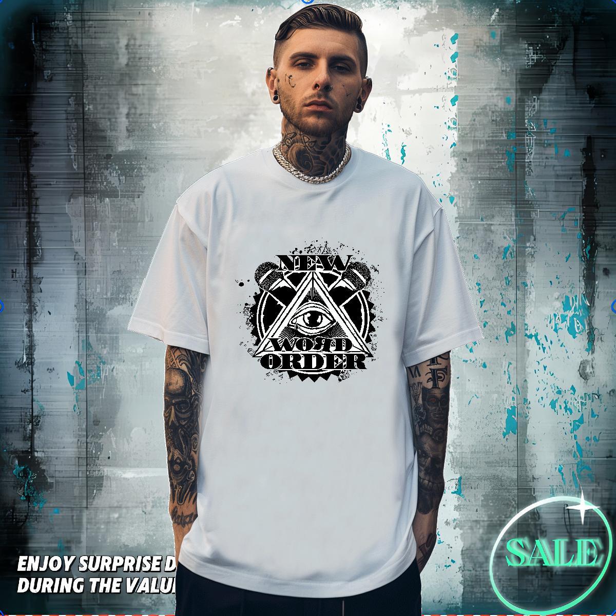 Popular T Shirt For Man 230g Pure Cotton eye of the devil Outdoor Black Oversized Crew Neck Couples T Shirts New Arrival Tops