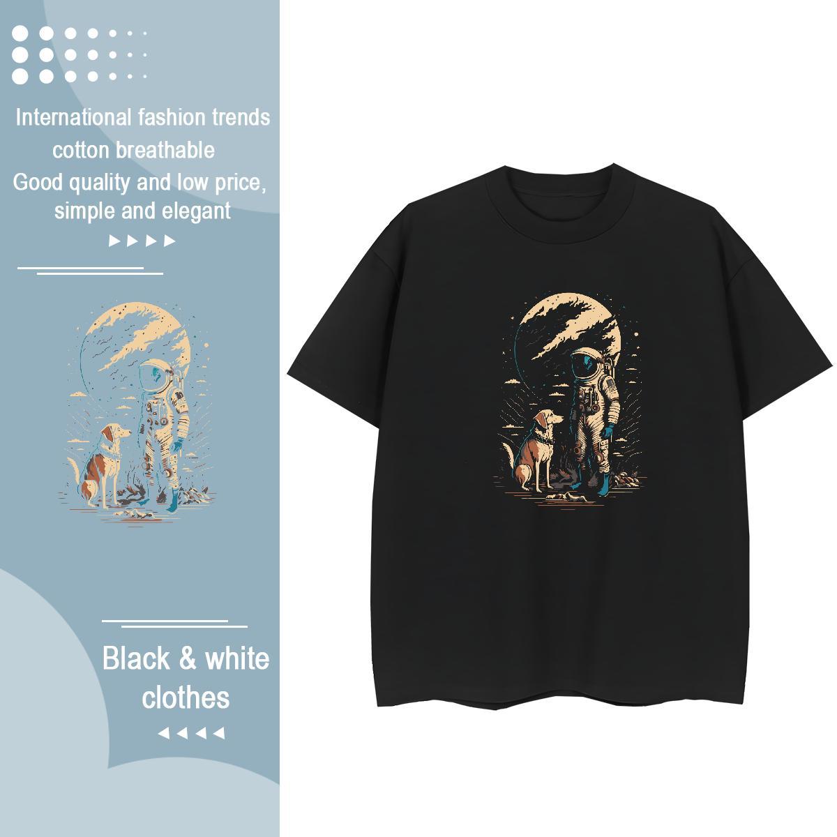 Popular Lady T shirt 230g Pure Cotton planet Hip Hop Woman T Shirts Breathable Soft Plus Size Cartoon Tees Shirts