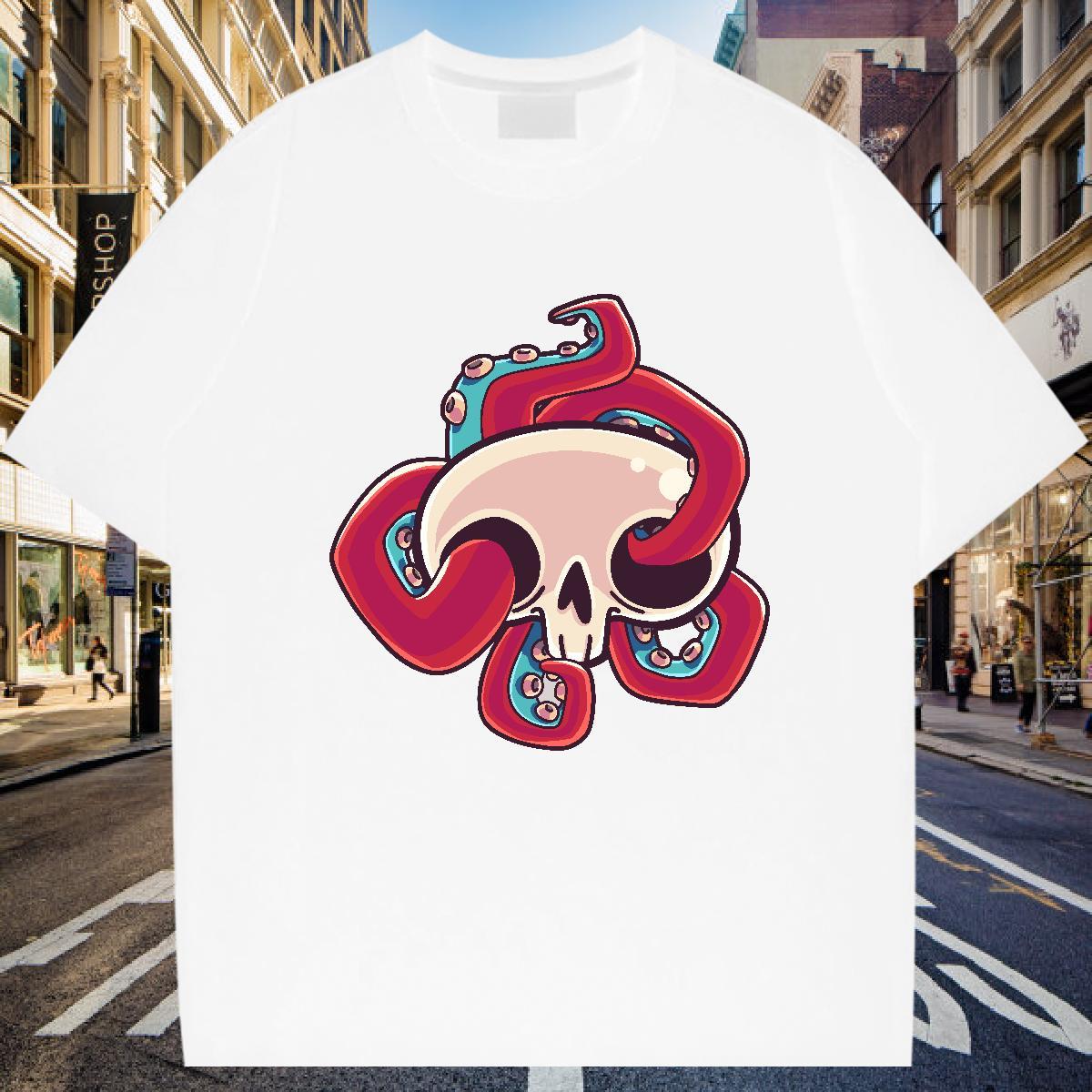 Designer Men T Shirts 230g Cotton skull High Street Hip Hop Plus Size Custom O-Neck Short Sleeve Men Tees Fashion Designer Top Tees