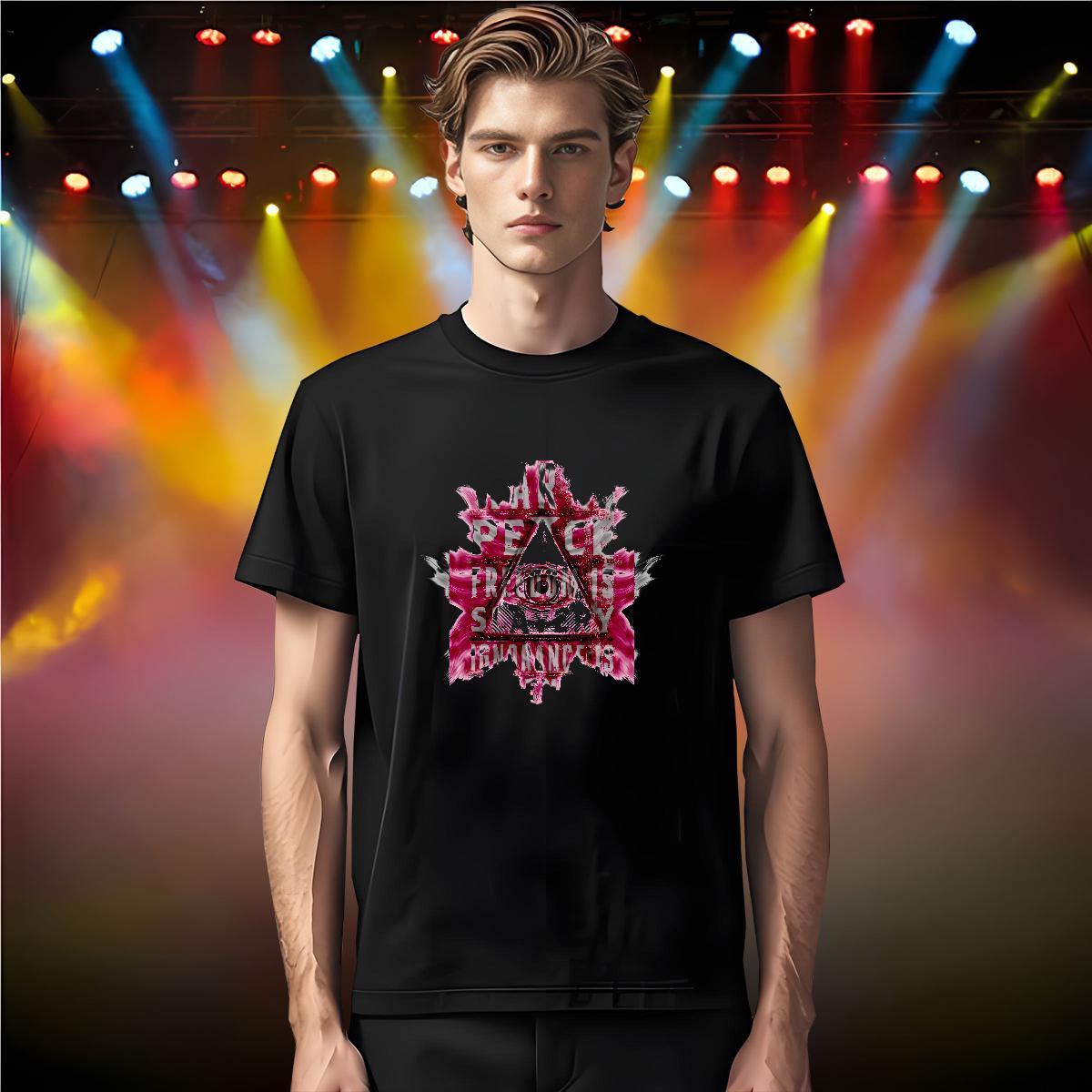 Loose T-Shirts for Men 230g Cotton eye of the devil Street Casual Black Oversized O Neck Short Sleeves Tshirts Classic Casual Polos