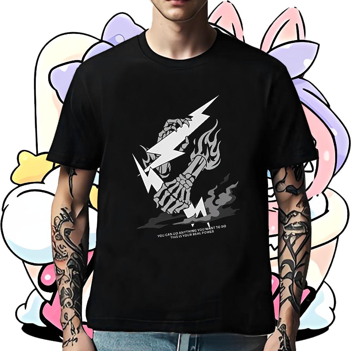 Classic Mens T Shirts 230g 100% Cotton letter Anime Printing Street Black Oversized Breathable Soft Tshirt for Man Woman Fashion Polos