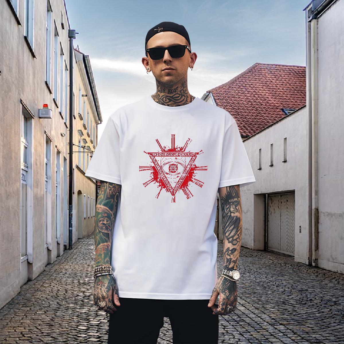 Loose Fit T-Shirts for Men 230g 100% Cotton eye of the devil Casual Beach DIY Logo Oversized Breathable Short Sleeve Couples T Shirts Stylist Clothing