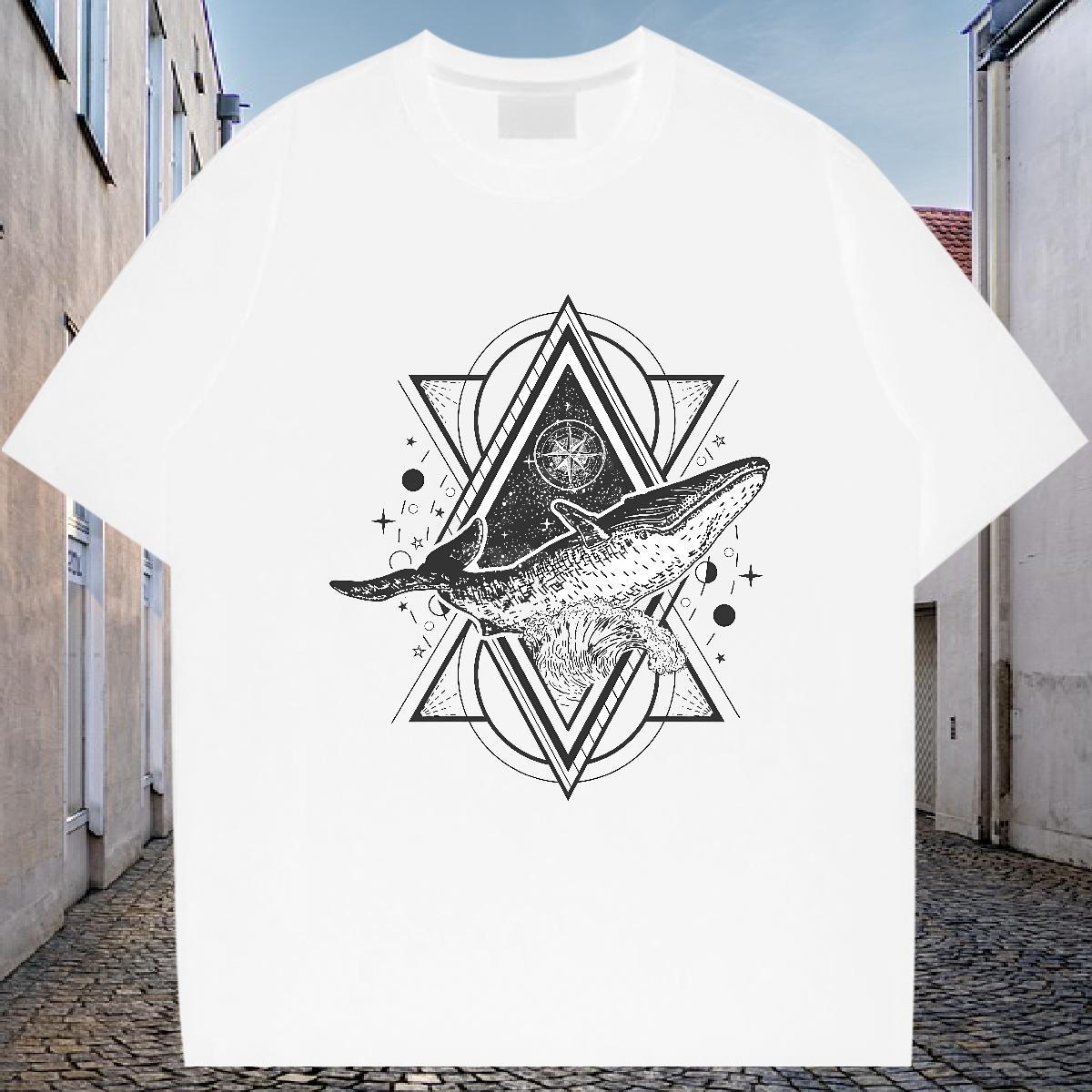 Popular T shirt 230g Pure Cotton eye of the devil Daily Outfit Custom Printing Breathable Short Sleeve Men Tops Tees 2024 Summer Clothes