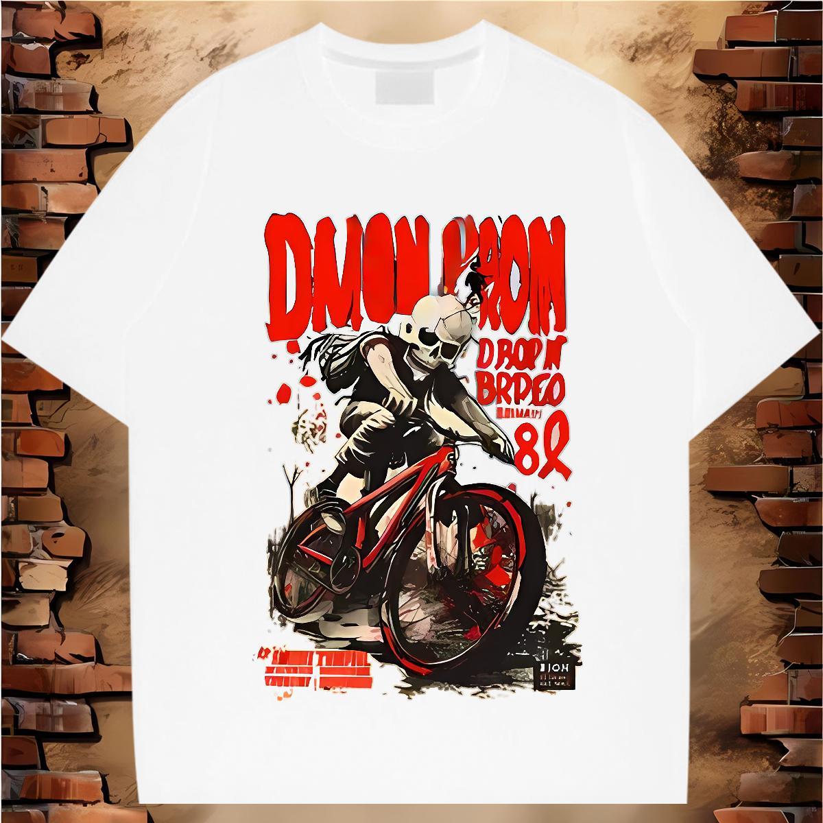 Loose T-Shirts for Men 230g Pure Cotton skull Street Anime Round Neck Short Sleeve Tshirt for Man Woman 2024 Tops