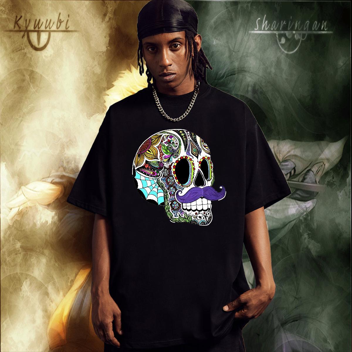 Designer T Shirts Men 100% Cotton 230g skull Outdoor Custom Print Oversized Breathable Short Sleeve Men Tops Tees Classic Casual Tops Shirt