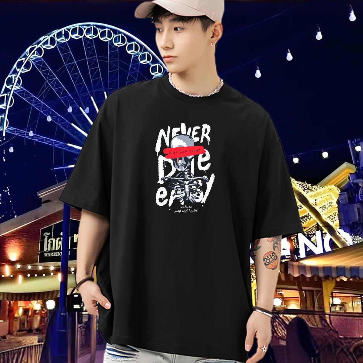 TOP Quality T-Shirts 100% Cotton 230g skull Summer Casual Oversized 3XL 4XL Breathable Short Sleeve Men Tops Tees Custom Tshirts