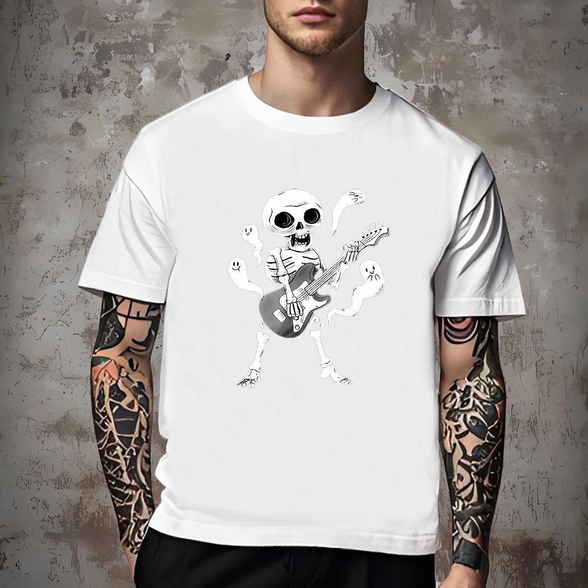 Classic T Shirt For Man 100% Cotton 230g skull Hip Hop Street Anime Breathable Short Sleeve Couples T Shirts 2024 Summer Clothes