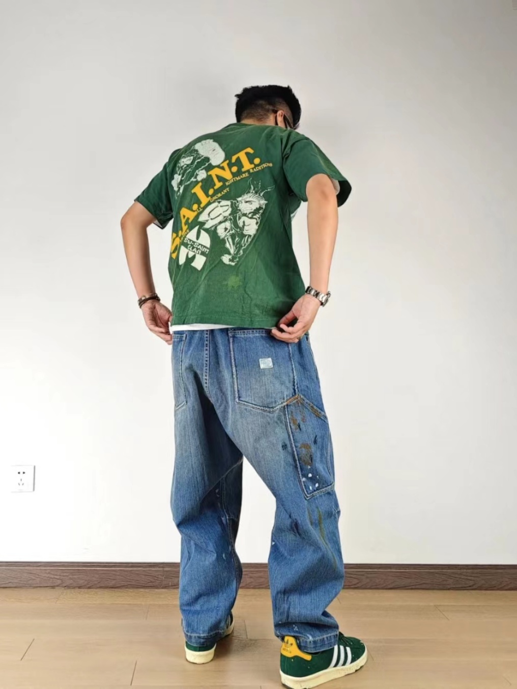Summer Print T-Shirts Tee For Men Women Casual Loose Short Sleeved Tshirts Green