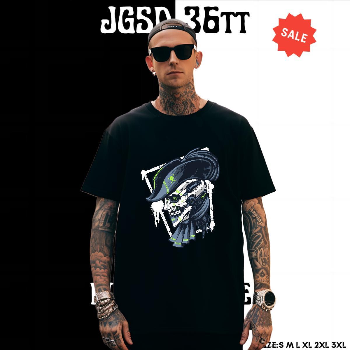 Free Shipping Men T Shirts 230g Pure Cotton skull Daily Outfit Asian Size Short Sleeve Soft Couples T Shirts Classic Tops Tees
