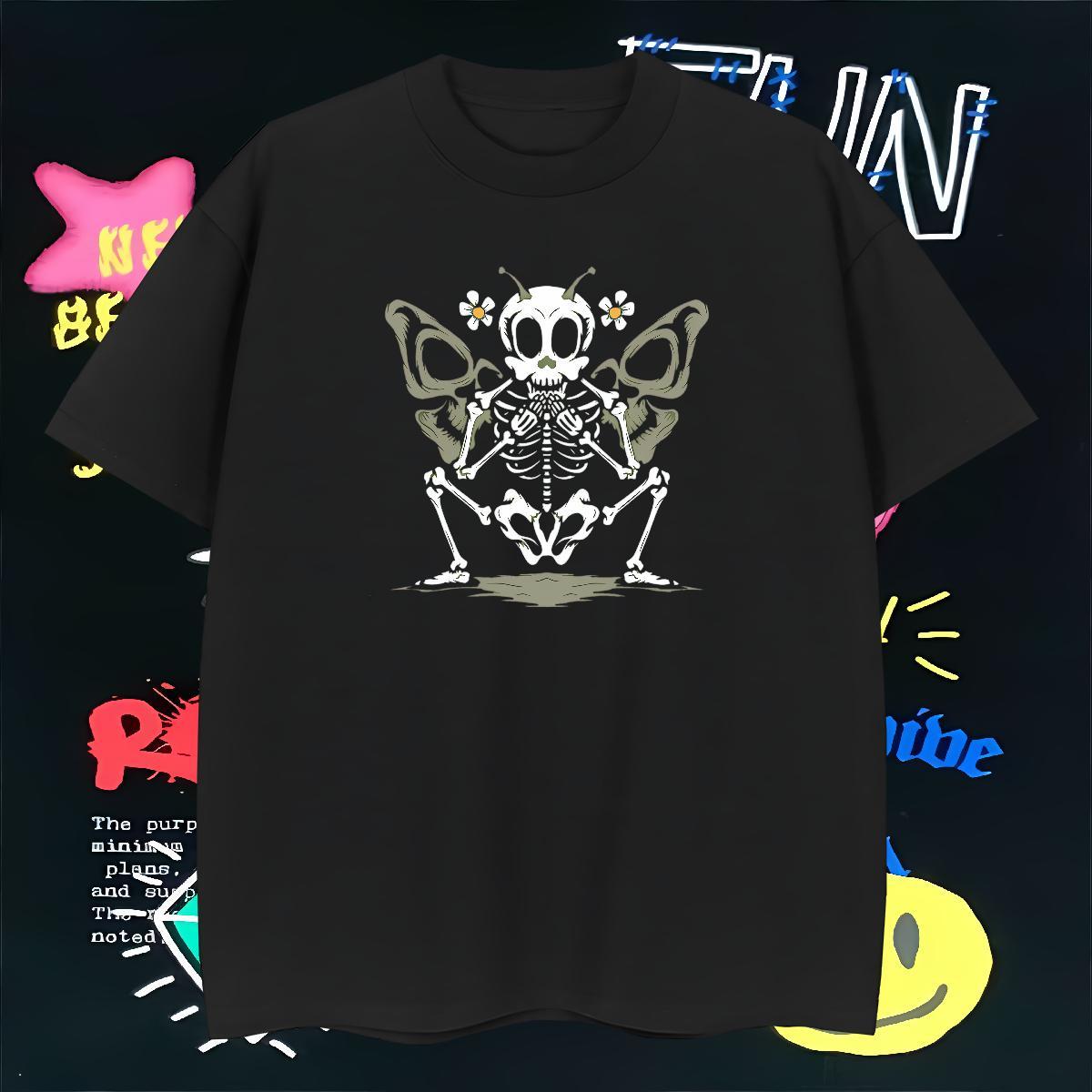 Soft Man T Shirts 100% Cotton 230g butterfly Casual Daily Wear Oversized O-Neck Short Sleeve Men Tees 2024 Tops