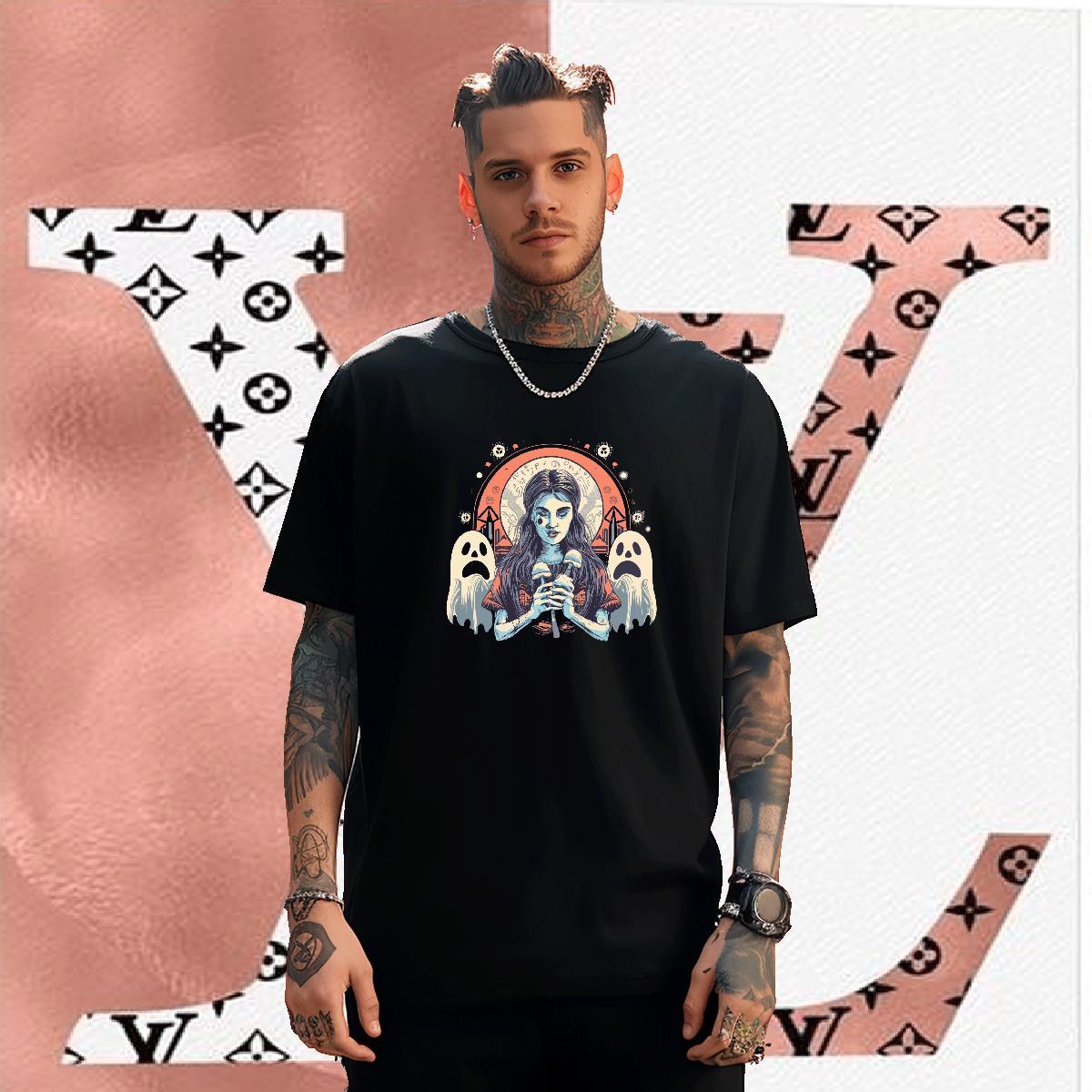 Loose T Shirts Men 230g Pure Cotton skull Summer Casual Custom Print Oversized Round Neck Short Sleeve Men Tshirts Stylist Polos