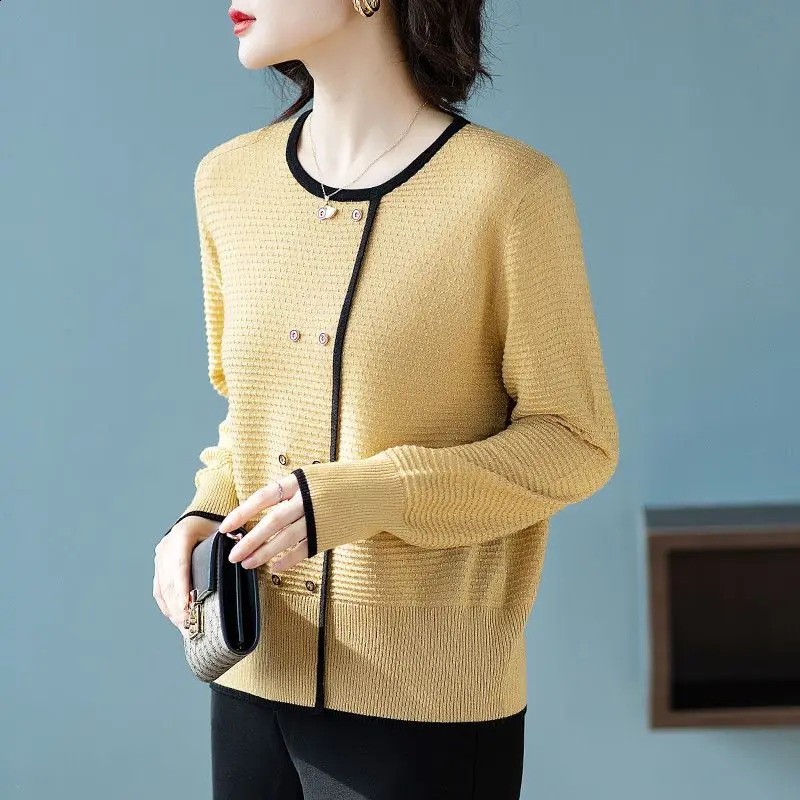 Women Autumn Fashion Loose Temperament Solid Color O-neck Long Sleeve Knitwear Women Clothes Simplicity All-match Knitting Tops 240824