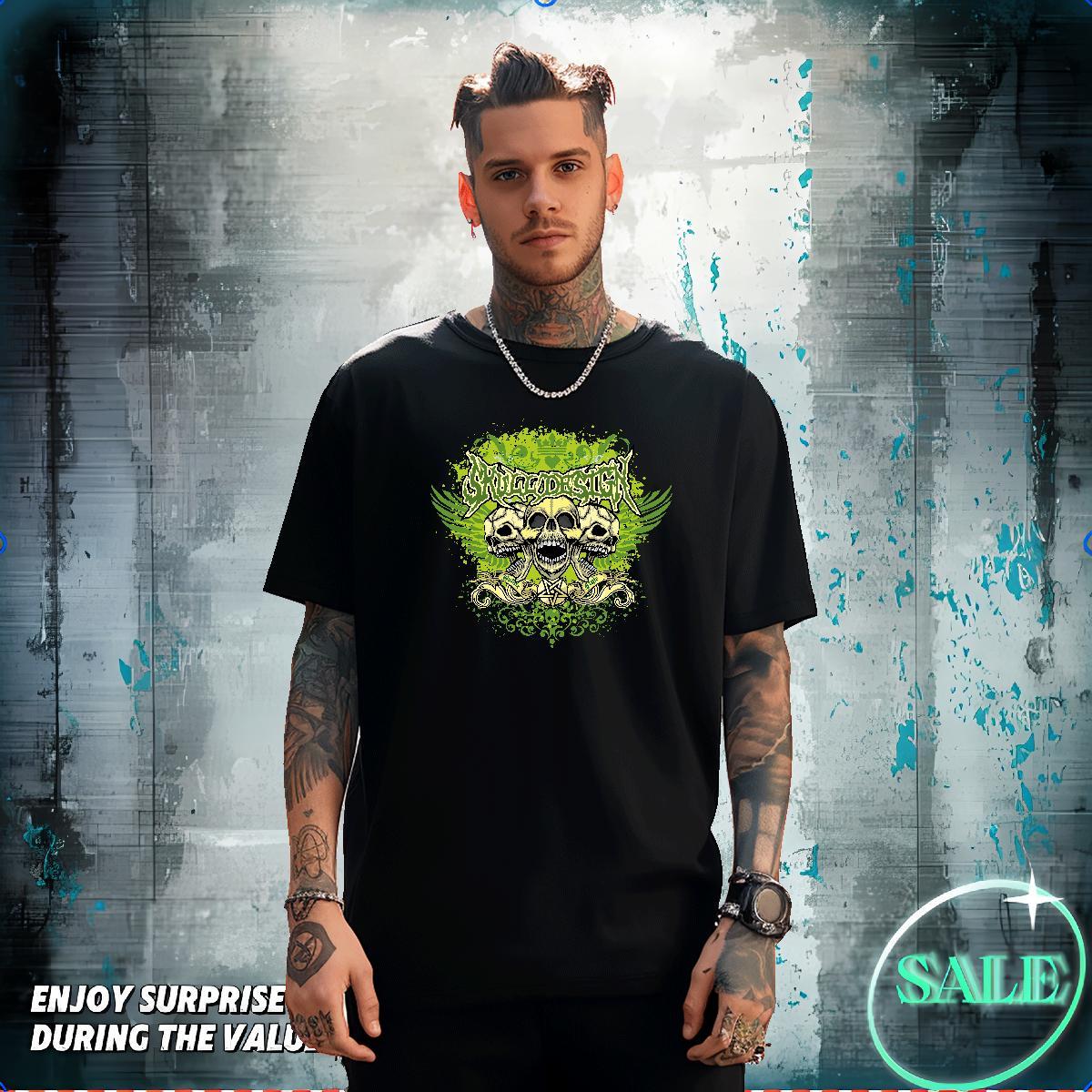 Loose Fit T Shirts Men 230g Cotton skull Summer Casual DIY Anime Breathable Short Sleeve Tshirt for Man Woman Wholesale Top Tees