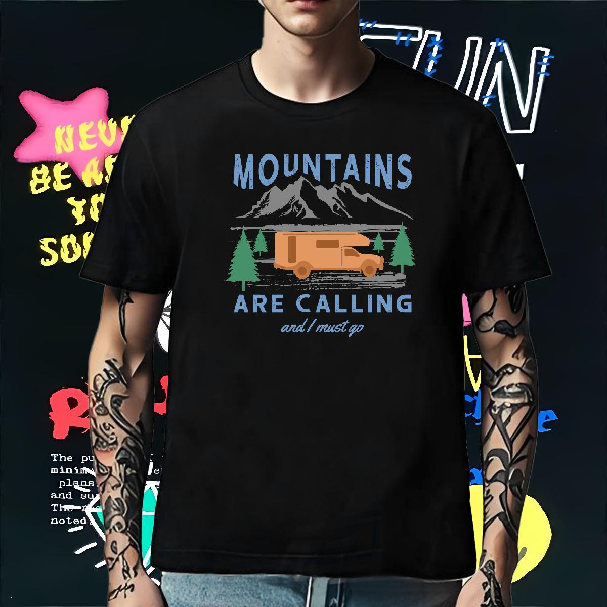 Designer T Shirt For Man 230g 100% Cotton mountains Hip Hop Street Cartoon Print Crew Neck Breathable Men Clothes T-Shirt Factory Direct Wear