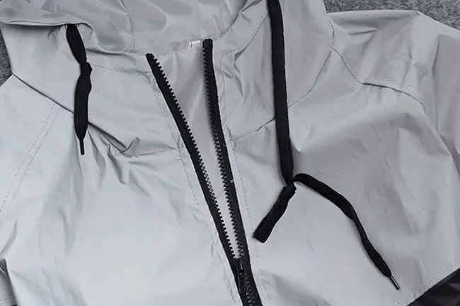 Night Men Patchwork Reflective Jacket Hip Hop Party Dancer Casual Waterproof Windbreaker Coat Trend 240718