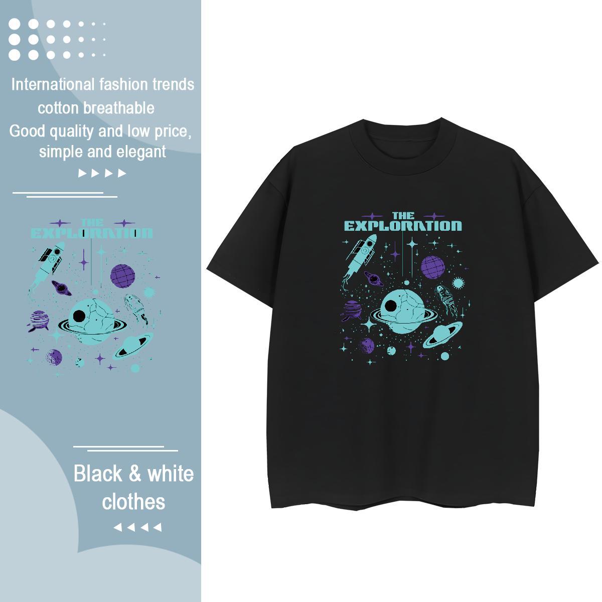Loose fit Couples T Shirts 100% Cotton 230g planet Daily Wear T-Shirts Short sleeve Soft Plus Size Custom Tops Tees