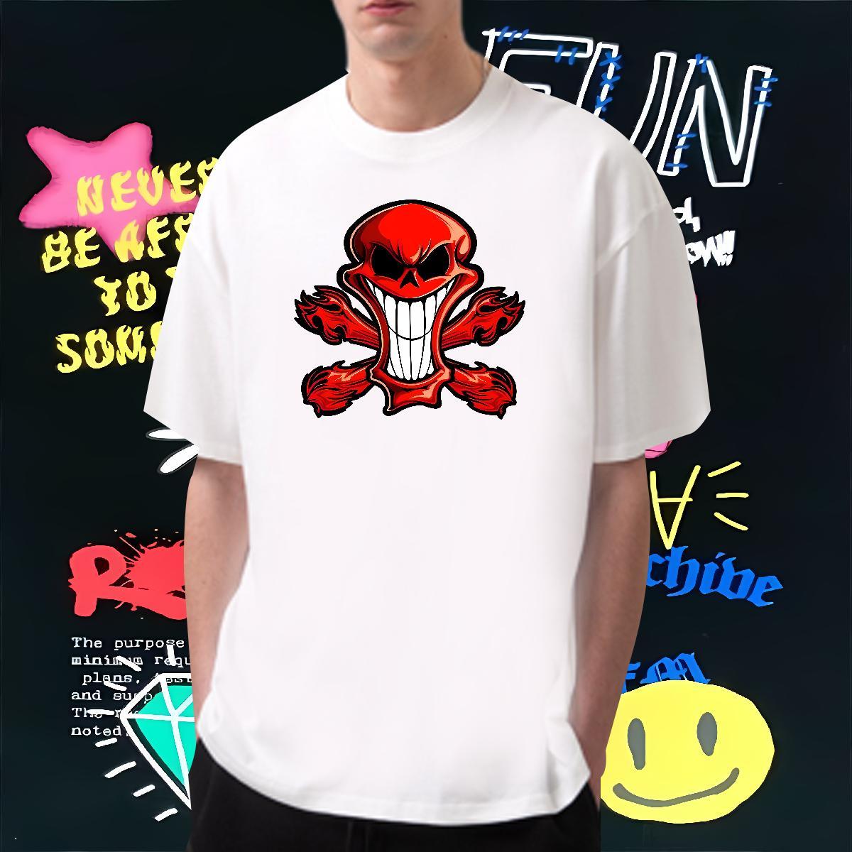 Designer T shirt 230g Pure Cotton skull Summer Casual DIY Logo Oversized Short Sleeve O-Neck Tshirts New Arrival Polos