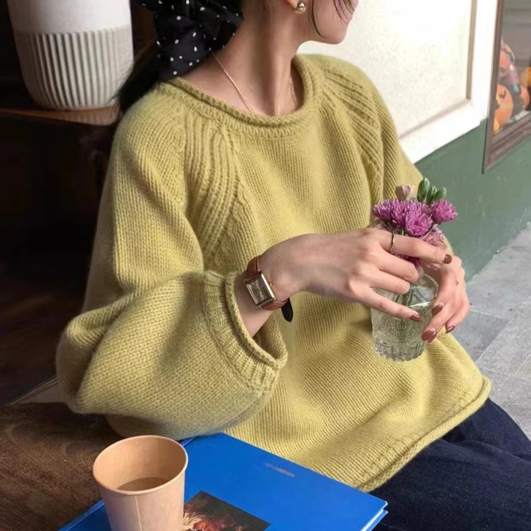 Fashion Harajuku Loose Long Sleeve Women Sweater Autumn Winter Jumpers Knitwear Soft Warm Chic Solid Femme Sweater Pullover Tops 240824