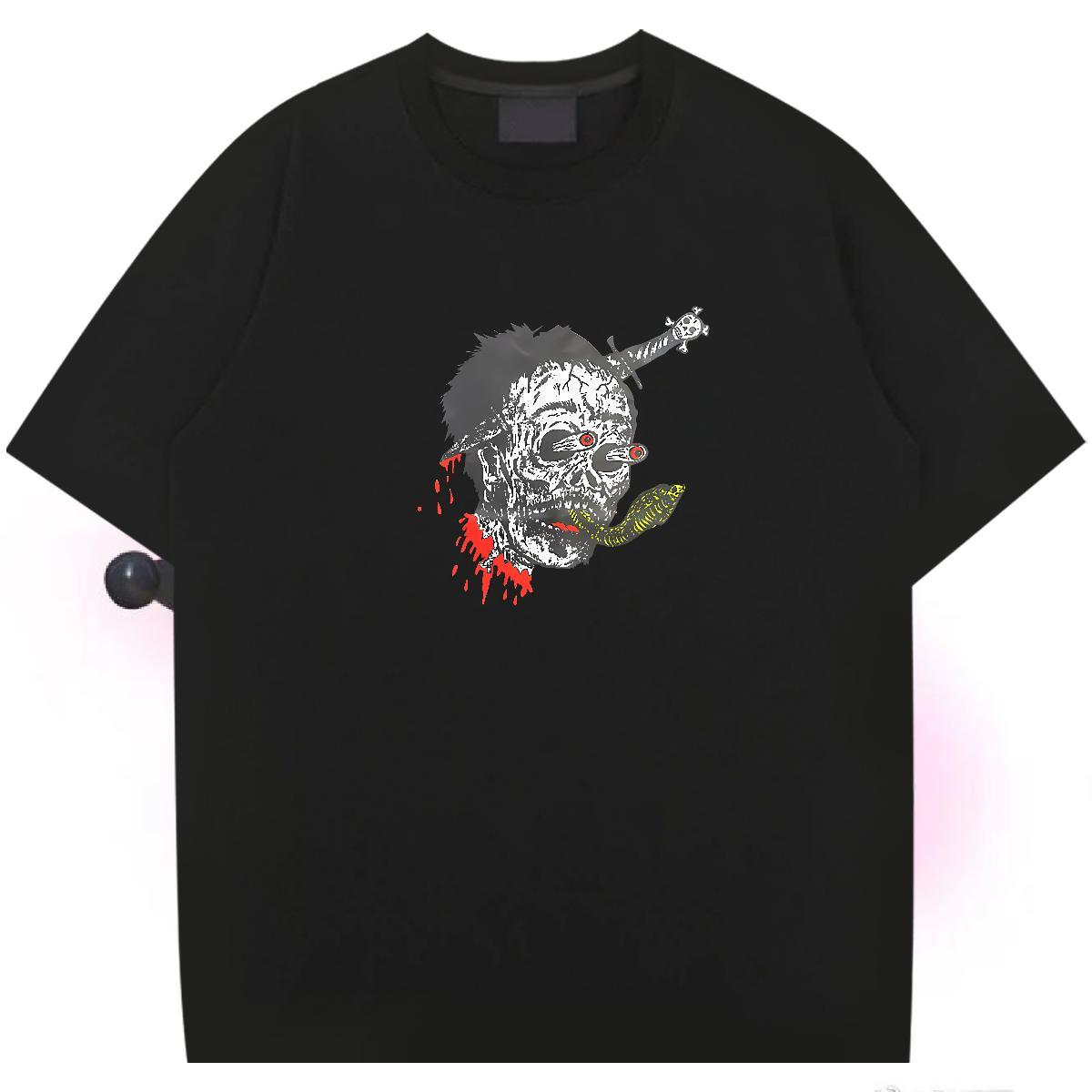 Designer Mens T Shirts 230g Pure Cotton skull Home Outdoor Custom Cartoon Round Neck Short Sleeve Men Tops Tees Wholesale Tops Shirt