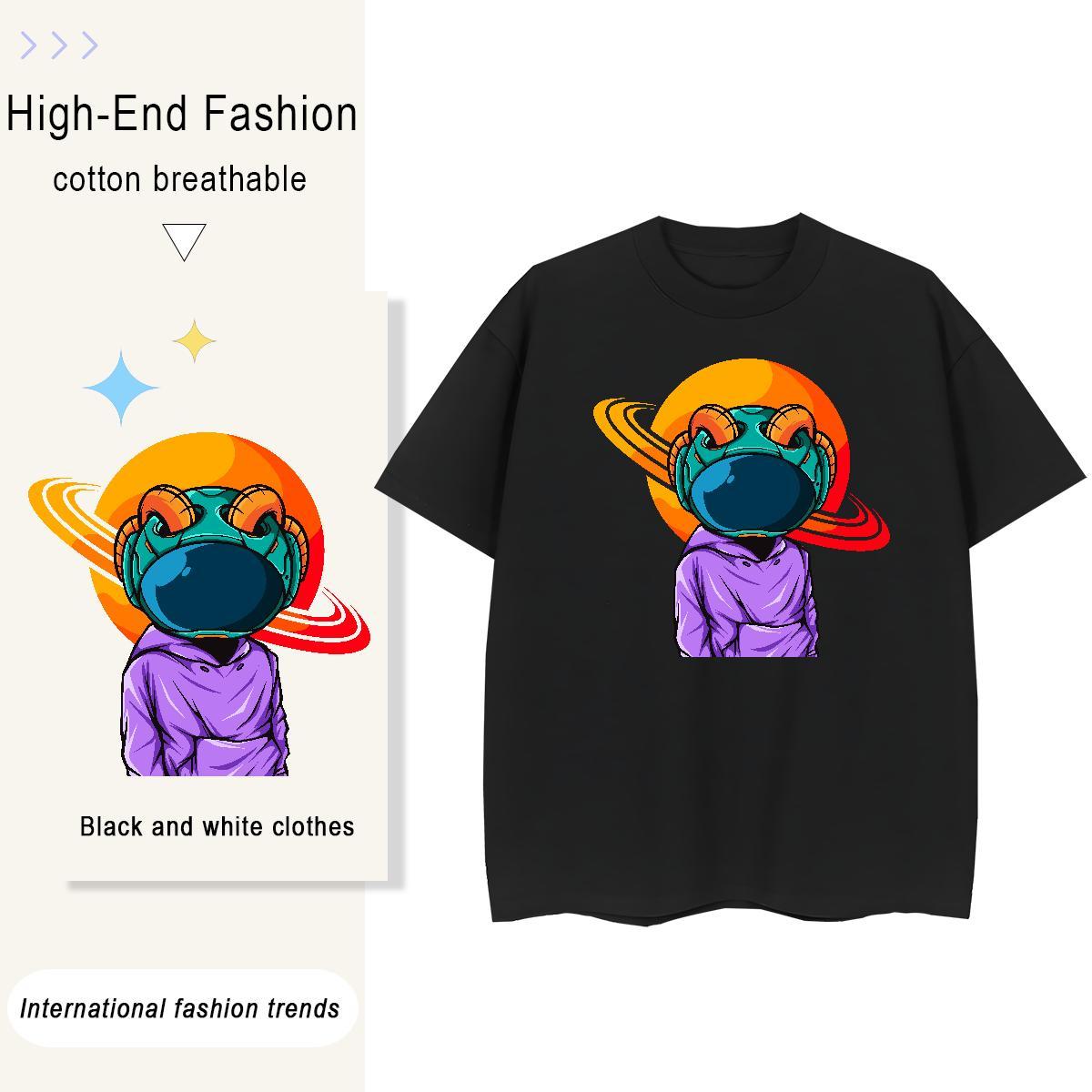 Loose Unisex Tshirts 230g Cotton universe Street T Shirt For Woman Crew Neck Custom Cartoon Tees Shirts