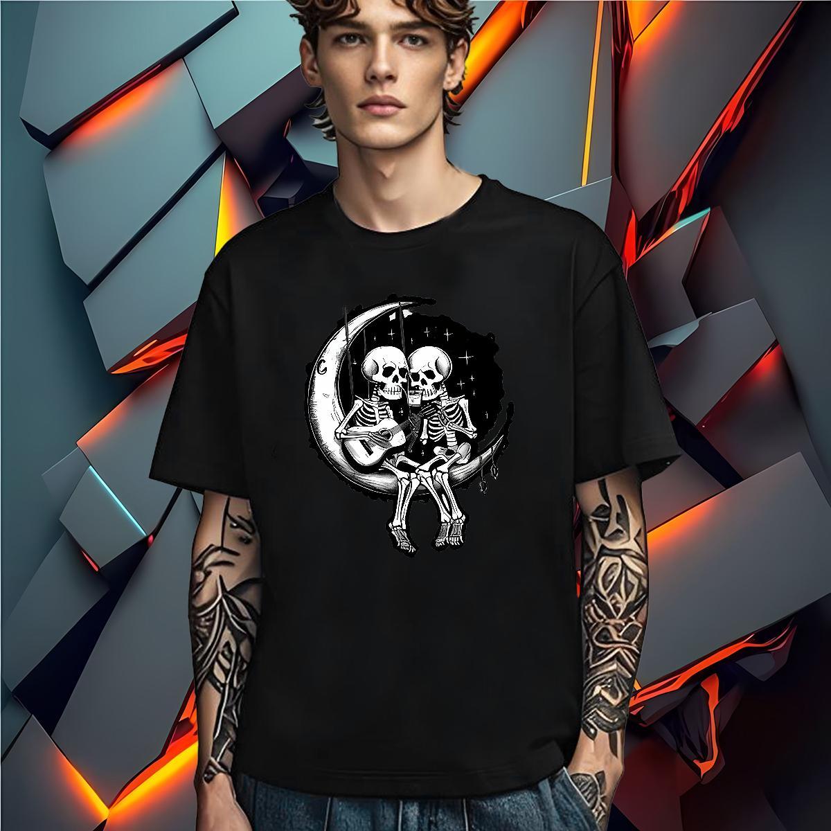 Loose Fit T-Shirts for Men 230g 100% Cotton moon Daily Wear White Plus Size Pure Cotton Mens Tshirts Fashion Designer Tees