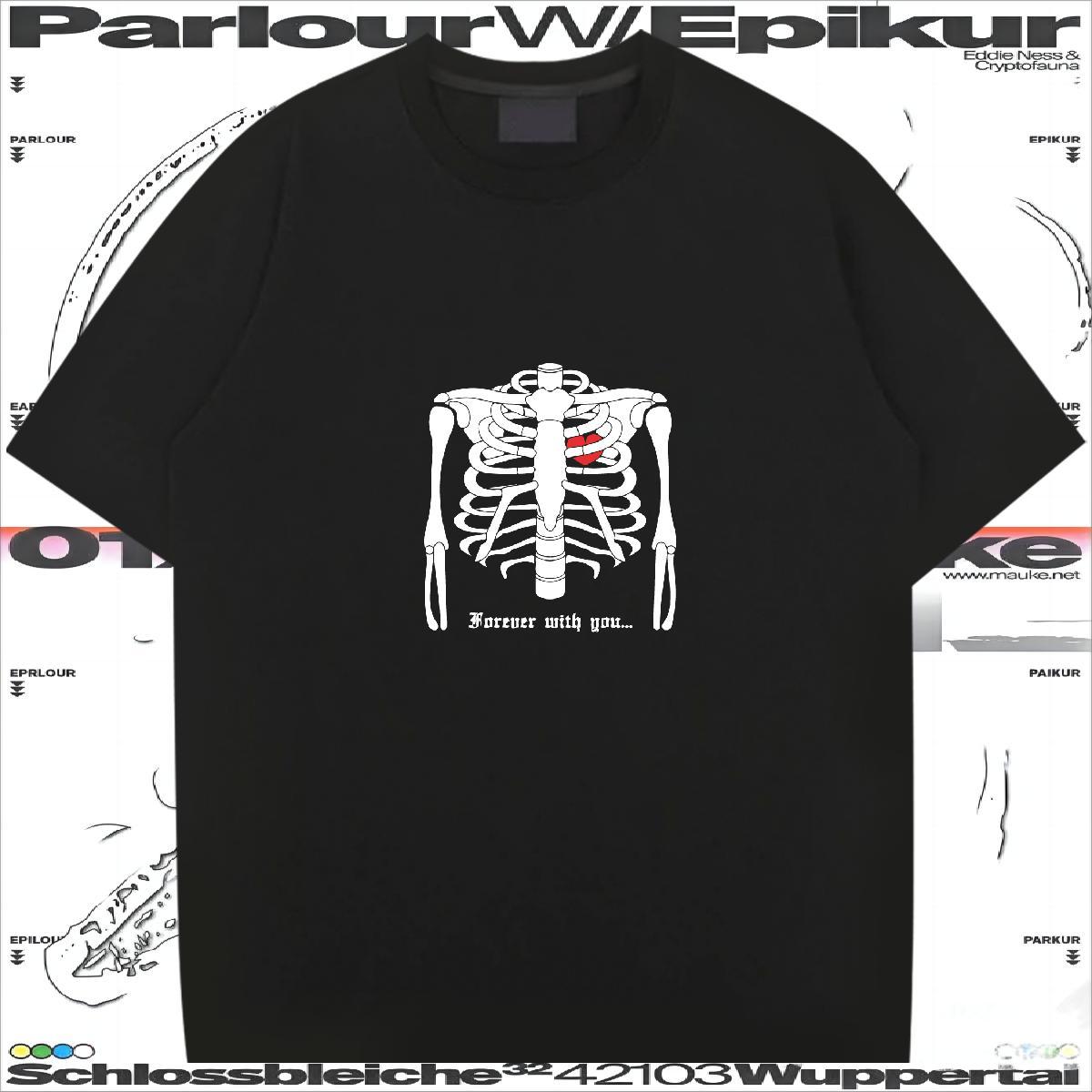 Brand T Shirt For Man 230g Cotton skull Street wear Hip Hop Oversized Breathable Short Sleeve Tshirts Customized Tee Shirt