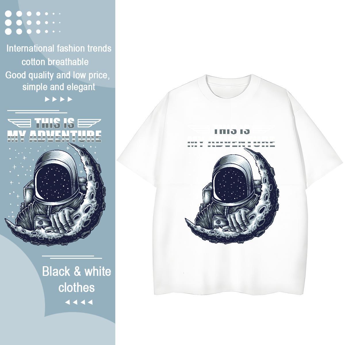 Brand Couples T Shirts 230g Pure Cotton outer space Street Wear T-Shirts Breathable Custom Printing Clothings