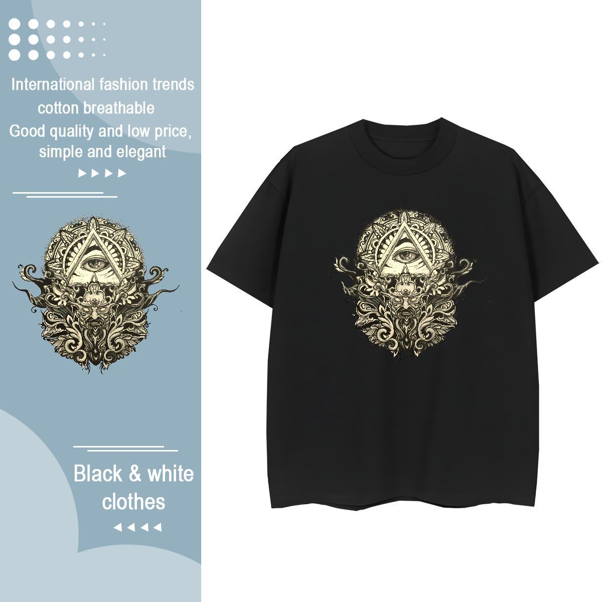 Popular T shirt 230g Cotton eye of the devil Casual Custom Printed Breathable Short Sleeve Tshirts Fashion Tees Shirts