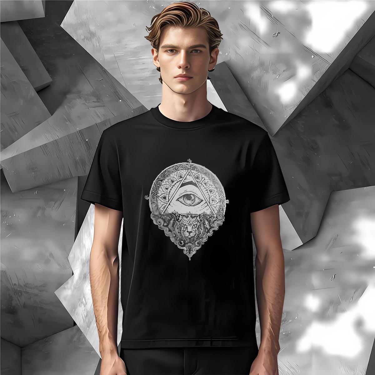TOP Quality T-Shirts 230g Cotton eye of the devil Hip Hop Custom Printed Round Neck Short Sleeve Tshirts Wholesale Tee Shirt
