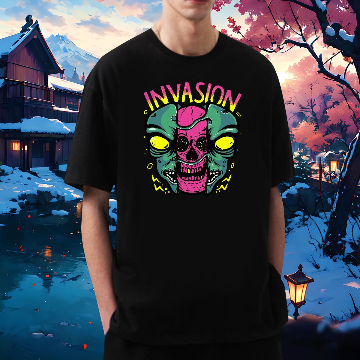 Popular T Shirts Men 100% Cotton 230g skull Anime Printing Street DIY Logo Oversized O-Neck Short Sleeve Tshirt for Man Woman 2024 DIY Clothings