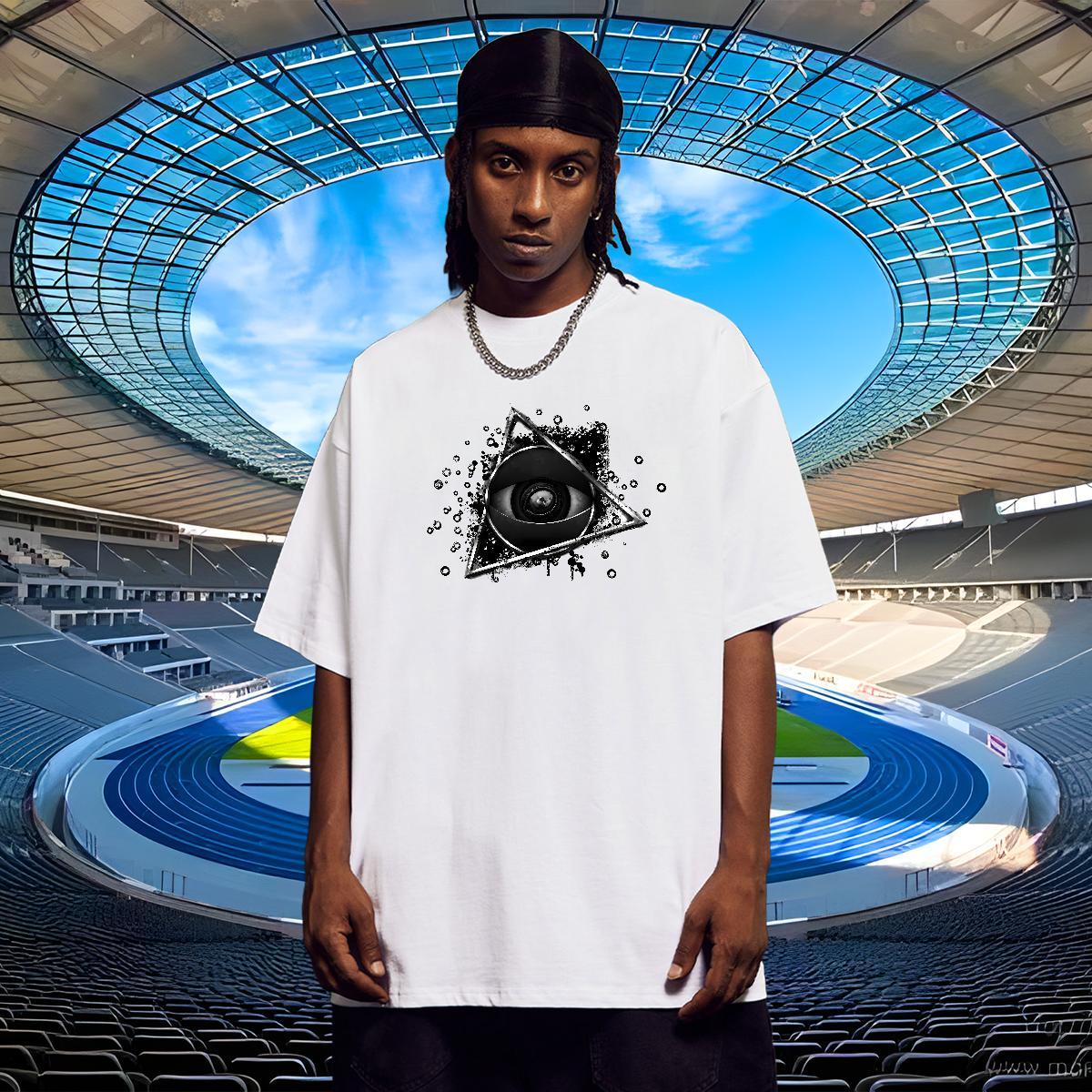Designer Men T Shirts 230g Cotton eye of the devil Anime Printing Street Oversized Breathable Soft Men Clothes T-Shirt Factory Direct Tops Tees