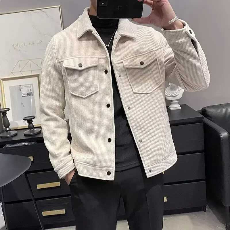 Winter fashion jacket mens lapel autumn and winter 240824