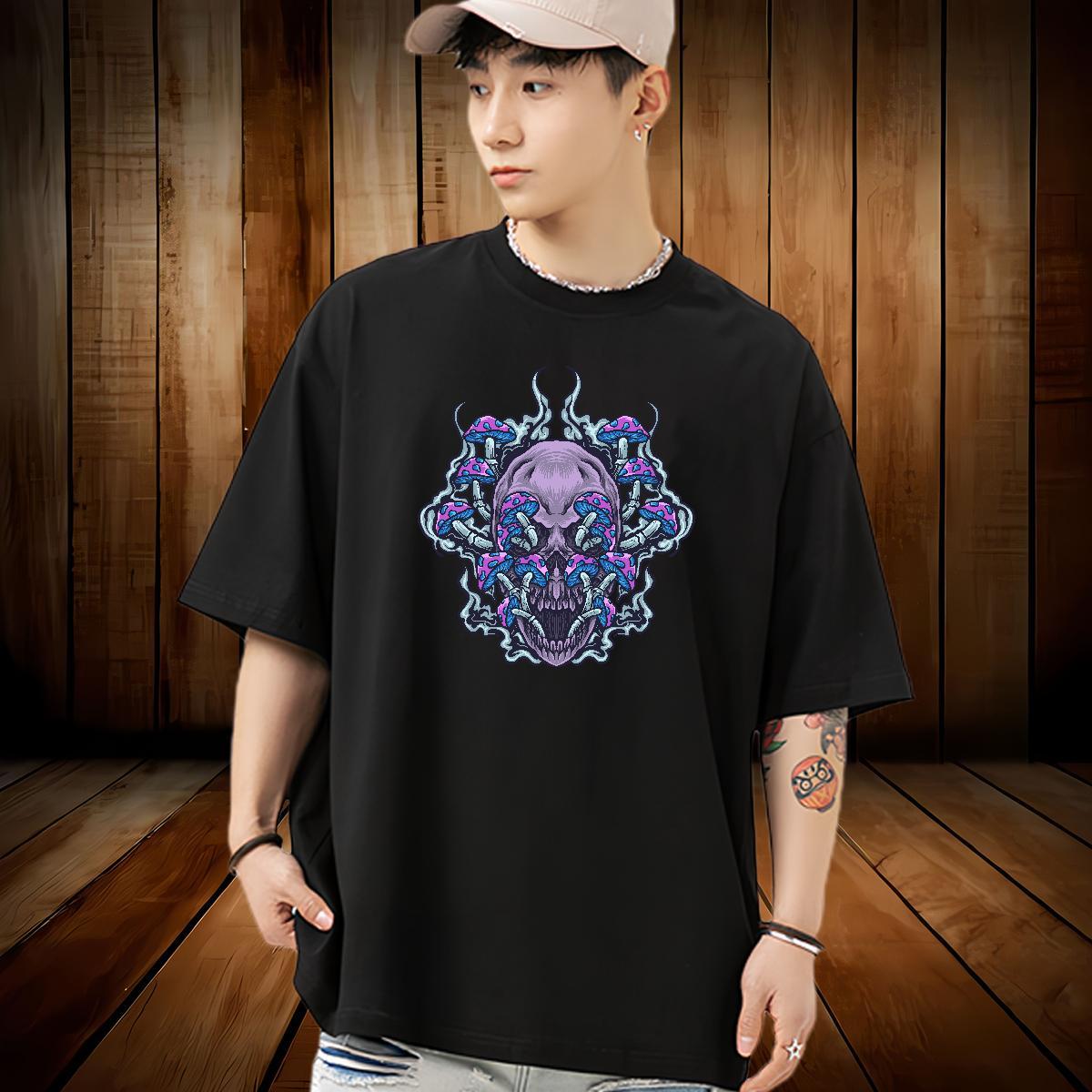 Classic T Shirts Men 100% Cotton 230g skull Street Casual Custom Big Size Breathable Short Sleeve Mens Tshirts Brand Top Tees