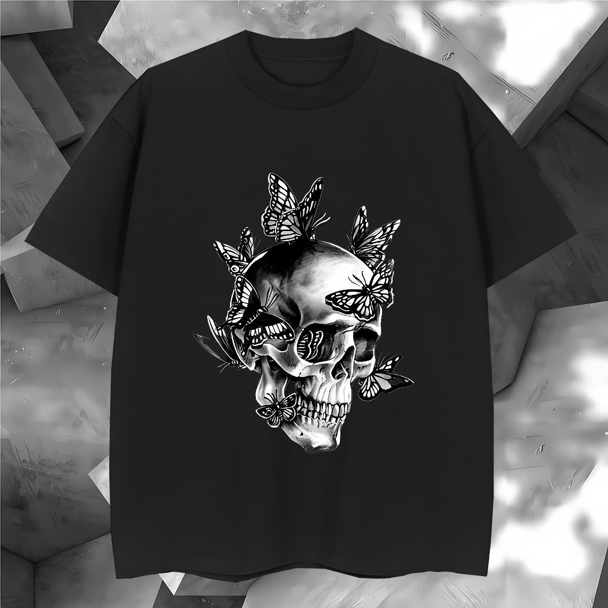 Classic T-Shirts for Men 100% Cotton 230g skull Anime Printing Street Customized Breathable Couples T Shirts Stylist Tops