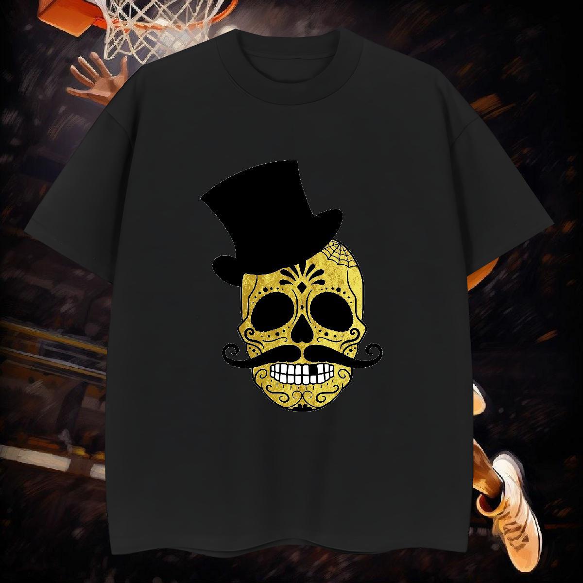 Free Shipping Man T Shirts 230g Pure Cotton skull Summer Casual DIY Crew Neck Tshirt for Man Woman New Arrival Wear