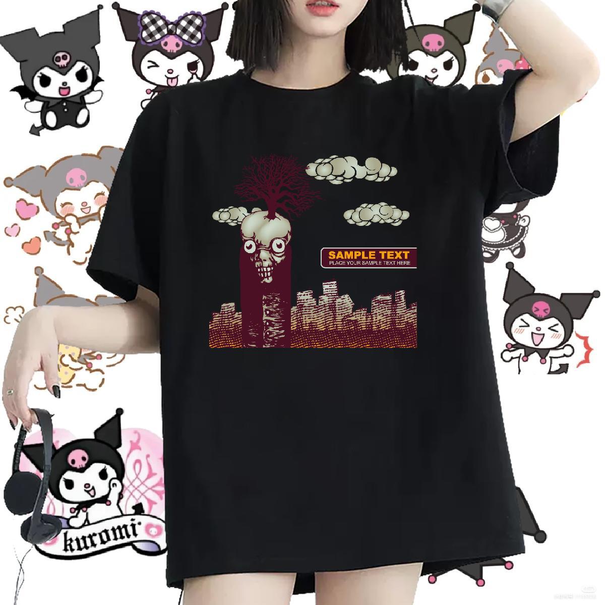 Female Woman Tshirt 230g Pure Cotton scary Outdoor Women T Shirts Breathable Short Sleeve Custom Print Plus Size Top Tees