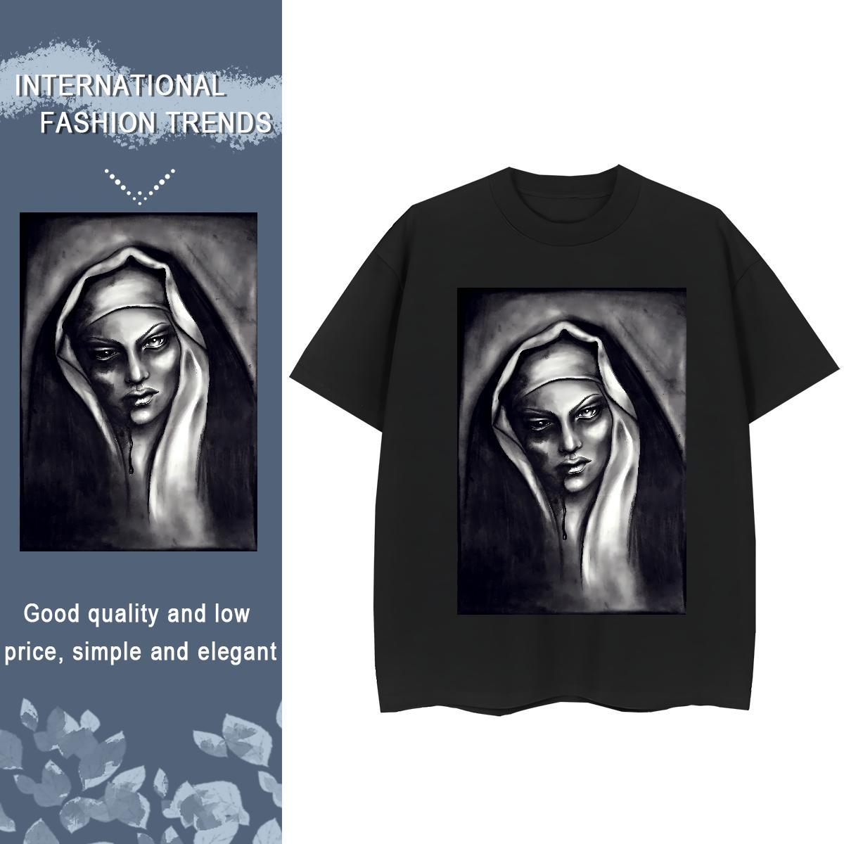 5A Womens Tshirts 230g Cotton blood Summer Casual Woman T Shirts Round Neck Short Sleeve Anime Print Polos