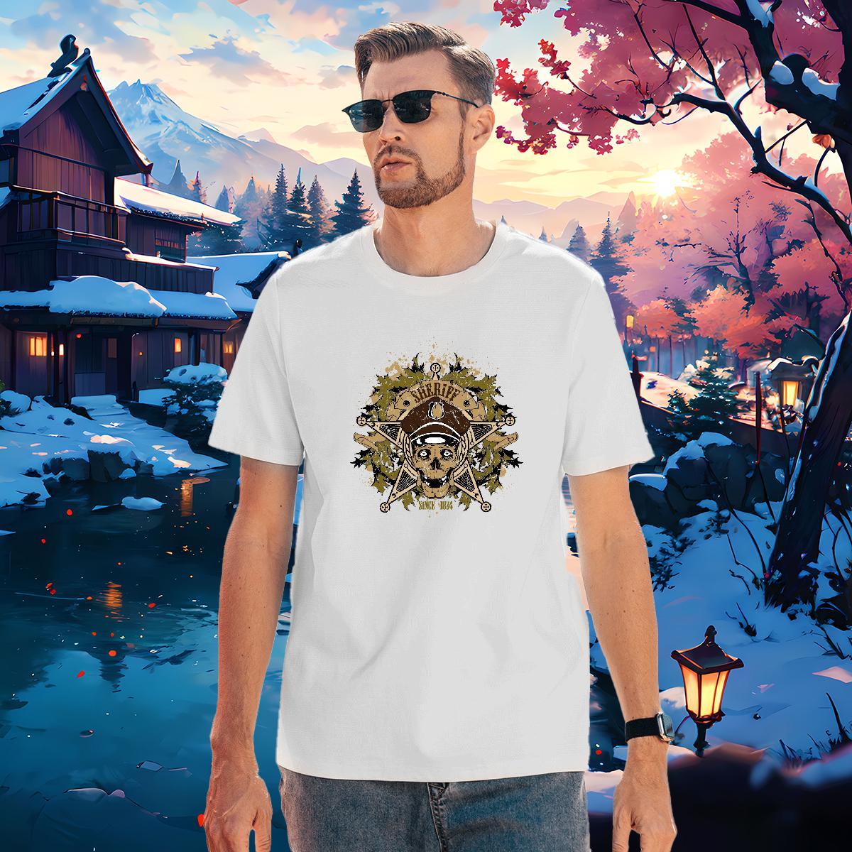 Wholesale Mens T Shirts 230g Pure Cotton skull High Street Hip Hop Floral Print O-Neck Short Sleeve Tshirt for Man Woman Classic Casual Clothes