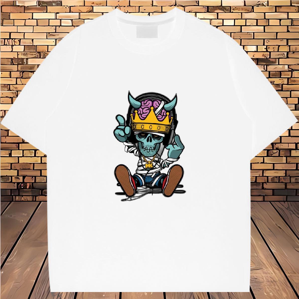 Cool Design Mens T Shirts 230g 100% Cotton skull Home Outdoor Graphic Crew Neck Breathable Couples T Shirts Fashion Casual Tees