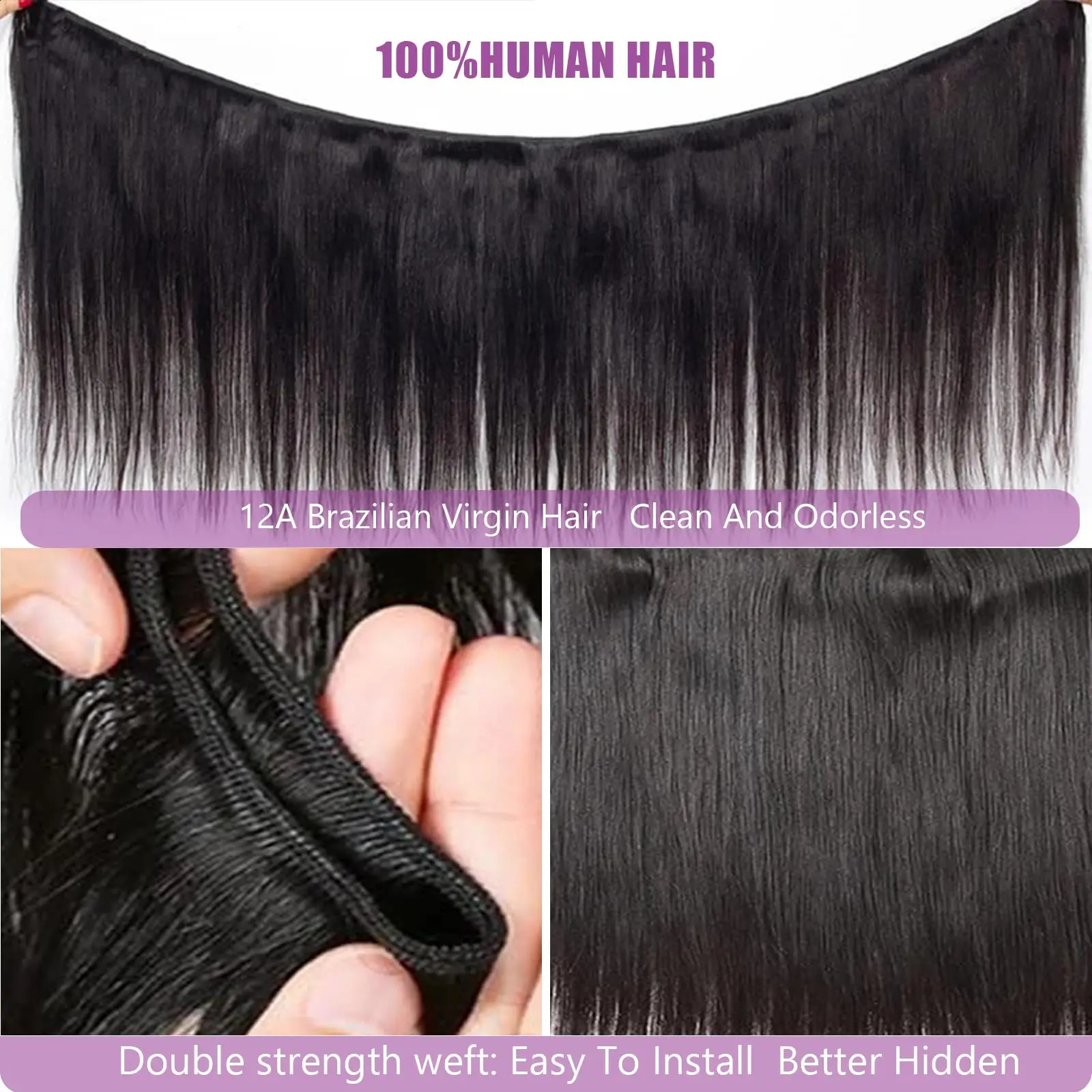 Cosdelu Brazilian Bone Straight Human Hair 3 4 bundles of original Remy hair extended double braided wholesale 30 36 inch 240801