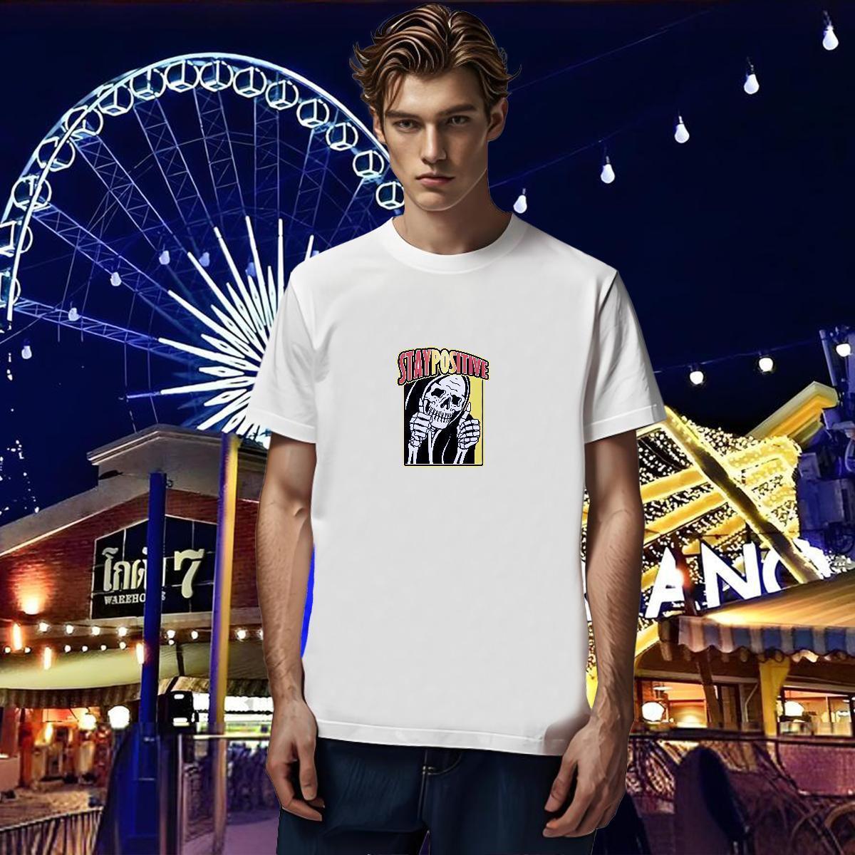 Cool Design T-Shirts 100% Cotton 230g skull Street DIY Printed Pure Cotton Men Tops Tees New Tops Shirt